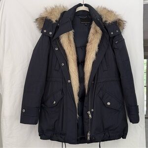 Banana Republic Navy Jacket with Faux Fur Accent